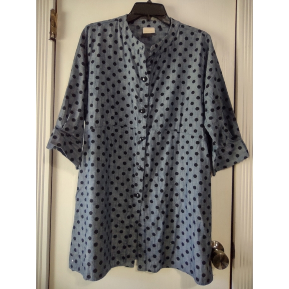 Zadie B Tops - Chambray Polkadot tunic